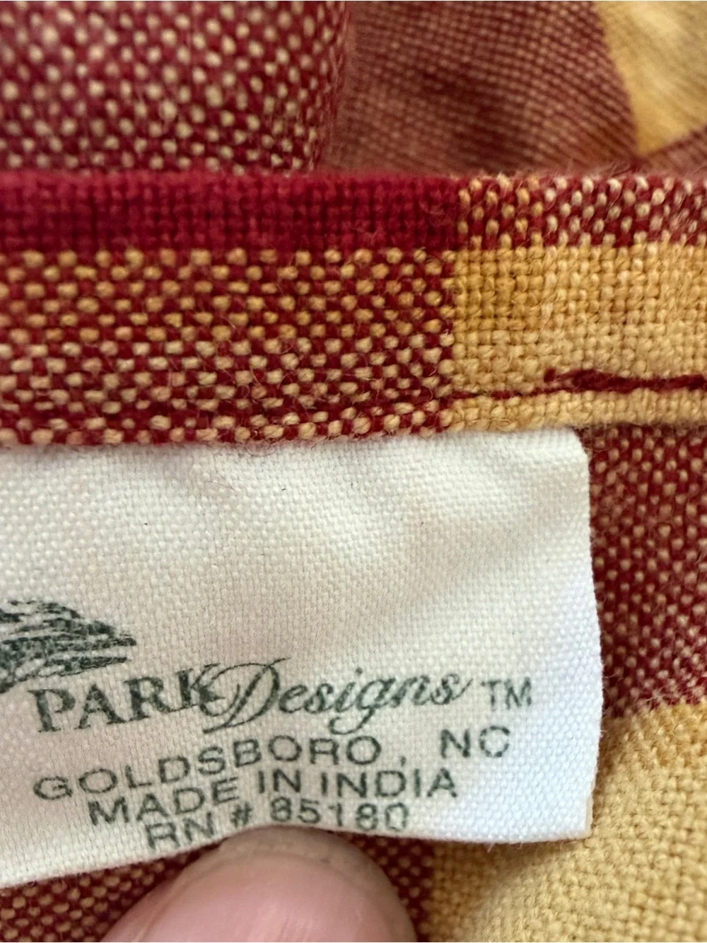 Park Designs Rooster Valance Red Cream Buffalo Check 66” x 12” Country Farmhouse